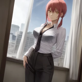 Indoor, Anime style, Chainsaw Man Makima, Bra, Dress, Suit, Shirt, Business Y-shirt
